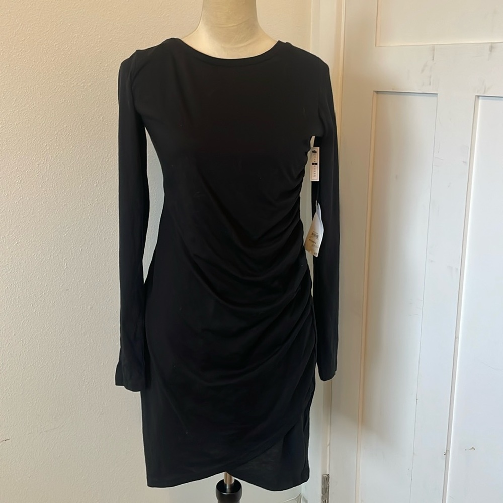 Leith Long Sleeved Side Ruched Dress L NWT